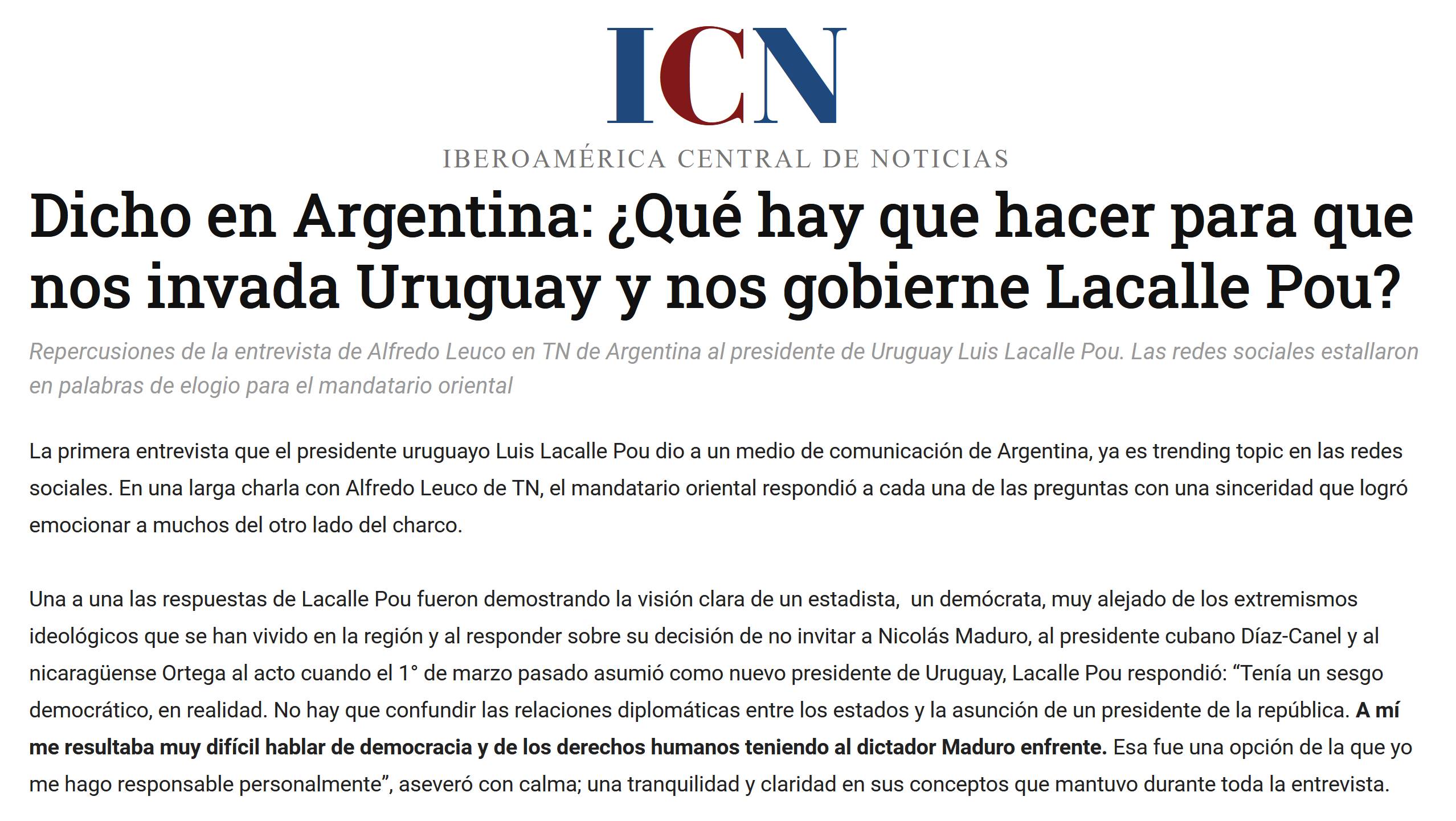Dicho en Argentina ¿Qué hay que hacer para que nos gobierne Lacalle Pou? [ICN Diario Dicho en Argentina ¿Qué hay que hacer para que nos gobierne Lacalle Pou? [ICN Diario