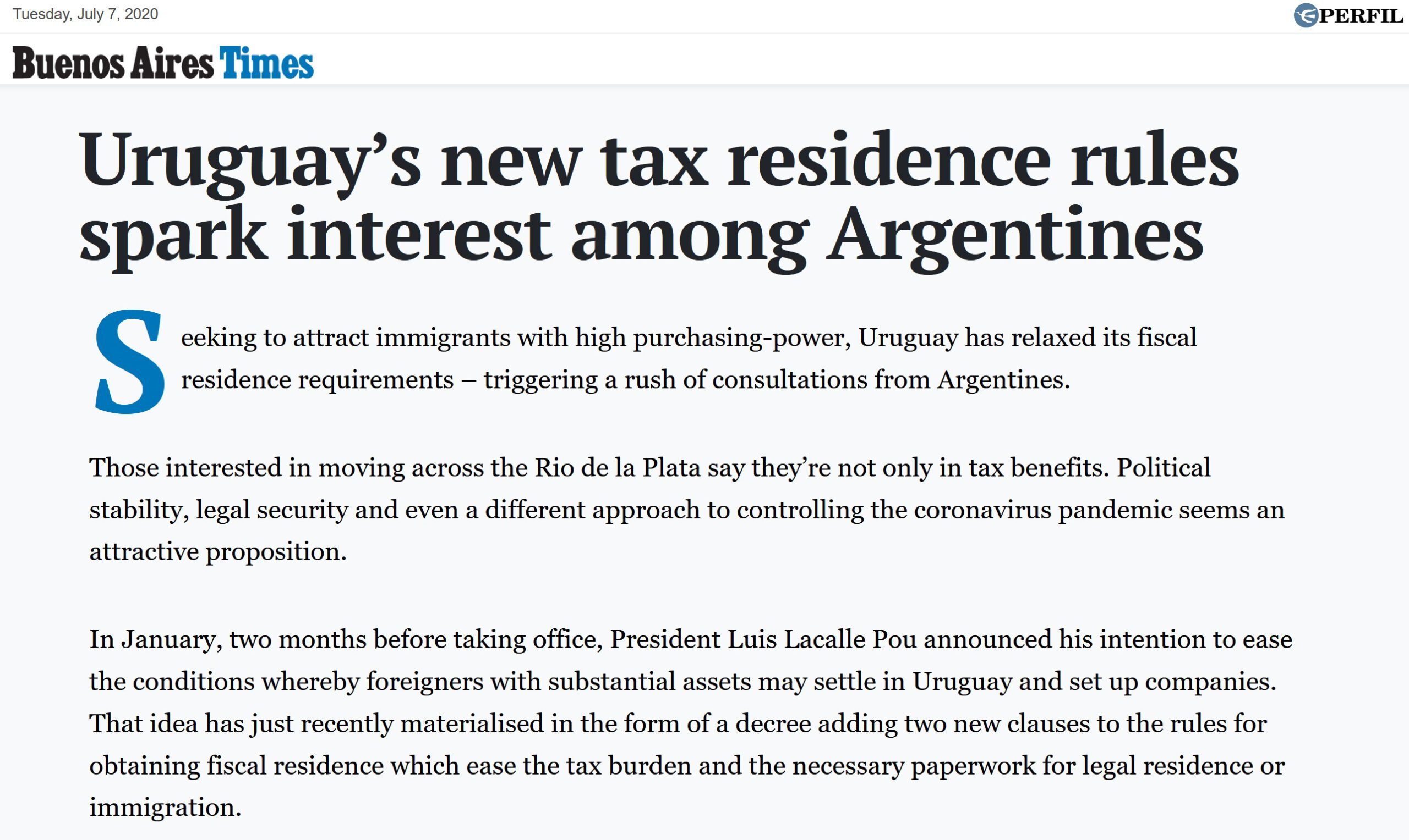 Uruguay’s new tax residence rules spark interest among Argentines